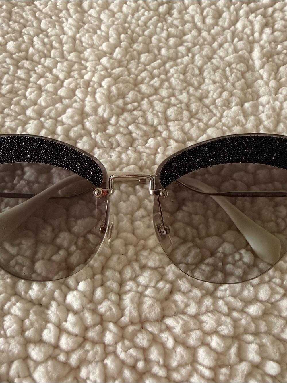 Miu Miu Black Crystal-Trim Cat-Eye Sunglasses